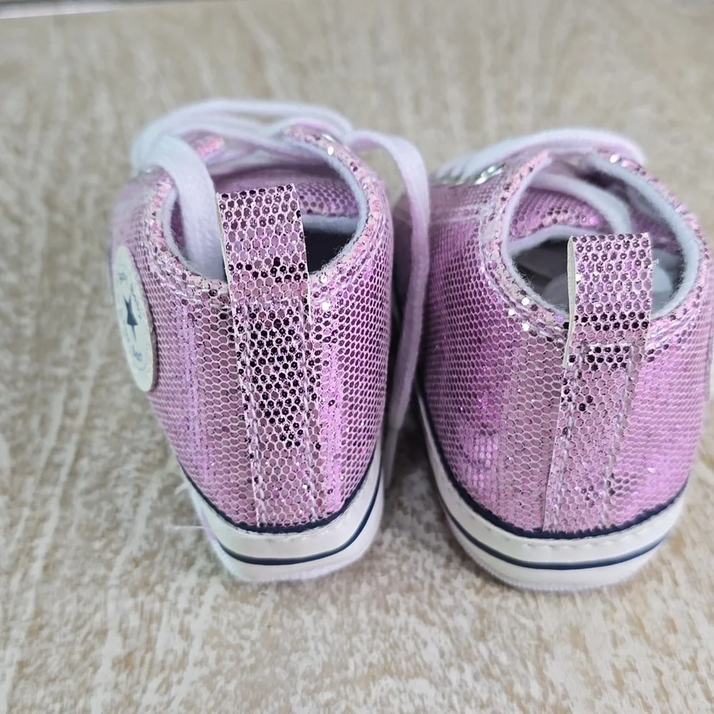 First Walkers Purple Glitter High-Top Canvas Baby Shoes